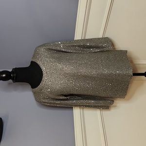 Anne Klein Silver-Sequined Sweater, Lightweight, Women's Size Large, 3/4 Sleeve